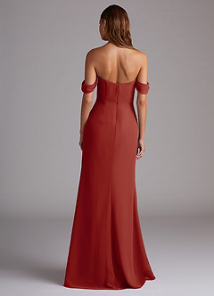 Azazie Saige Bridesmaid Dresses Terracotta A-Line Off the Shoulder Chiffon Convertible Dress image7