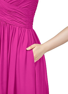 Azazie Angie Brautjungfernkleider A-Linie Korsett Chiffon Kleid Fuchsia image10