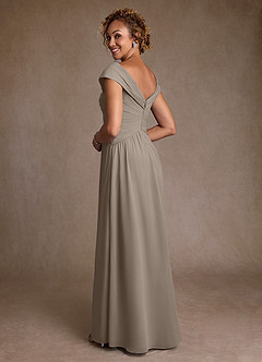 Azazie Myrtle Mère de la mariée Robes Robe Trapèze en Mousseline de soie Plissée Taupe image2