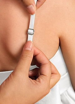 Azazie Davine Flower Girl Dresses White A-Line Spaghetti Strap Matte Satin Dress image9