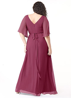 Azazie Cierra Bridesmaid Dresses Mulberry A-Line V-Neck Chiffon Dress image10