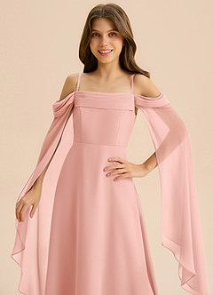 Azazie Moana Junior Linia A Pofałdowany Szyfon Długość podłogi Młodsza druhna Sukienka image7