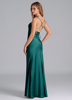 Azazie Seema Brautjungfernkleider Meerjungfrau-Linie Korsett Stretch-Satin Kleid Pfau image6