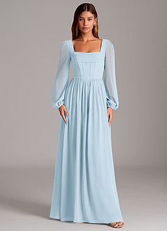 Azazie Maree Bridesmaid Dresses Sky Blue A-Line Corset Chiffon Dress image5