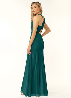 Azazie Rue Robes de demoiselle d'honneur Robe Trapèze en Mousseline de soie Dos nu Paon image5