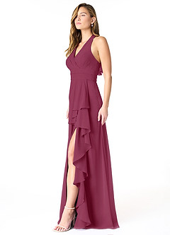 Azazie Aviv Bridesmaid Dresses Mulberry A-Line Pleated Chiffon Dress image3