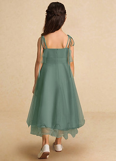 Azazie Bunie Flower Girl Dresses Eucalyptus A-Line Spaghetti Strap Tulle Dress image3