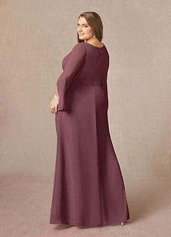 Azazie Belinda Mother of the Bride Dresses Sangria A-Line V-Neck Pleated Chiffon Dress image9