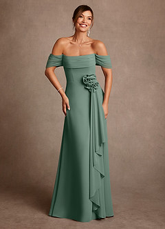 Azazie Amherst vestidos de madre de la novia Vestido de Eucalipto de Gasa de Corte en A con Vestidos sin tirantes image1