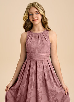 Azazie Bibiane Junior Klä av A-Line i Blommig Utbrändhet Plisserad image7