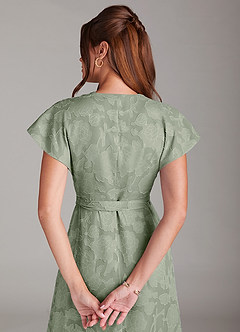 Azazie Ling Bridesmaid Dresses Agave A-Line Pleated Floral Burnout Dress image8