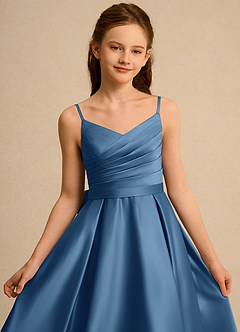 Azazie Sweets Junior Formal Flower Girl Klänningar Klä A-Line i Matt satäng Plisserad image6