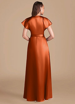 Azazie Nico Bridesmaid Dresses Burnt Orange A-Line Pleated Metallic Satin Dress image4