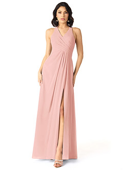 Azazie Danica Abiti da Damigella Abito A-Line in Chiffon Plissettato Rosetta image1