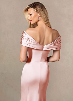 Azazie Auberdeen Kleider für die Brautmutter Meerjungfrau-Linie Plissee Stretch-Satin Kleid Zartrosa image6