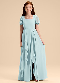 Azazie Priya Junior Abito A-Line in Chiffon Blusa Sea Glass image1