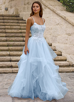 Mosaic Bleu Robe de bal à volants image4