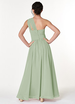 Azazie Molly Junior Dusty Sage A-Line Pleated Chiffon Dress image2