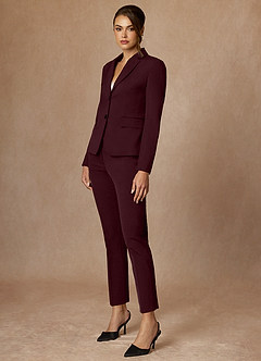 front Whitney Cabernet Spodnie Wizytowe O Pełnej Długości Ze Stretchem I Strukturą