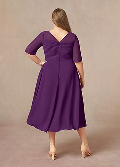 Azazie Naomi Mother of the Bride Dresses Grape A-Line Boatneck Pleated Chiffon Dress image11