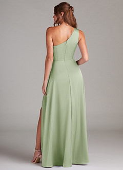 Azazie Brooke Bridesmaid Dresses Dusty Sage A-Line One Shoulder Stretch Satin Dress image7