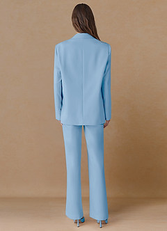 front Marina Sky Blue Refined Weave Straight-Leg Pants