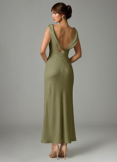 Azazie Kieryn Robes de demoiselle d'honneur Robe Sirène en Satin extensible Plissée Pistache image5