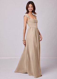 Barbie ♥ Azazie Bridesmaid Dresses Taupe A-Line Corset Chiffon Dress image3