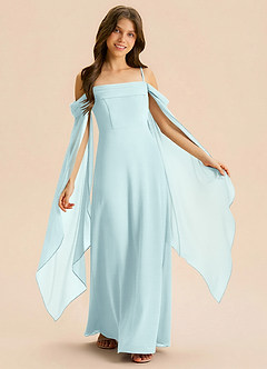 Azazie Moana Junior Linia A Pofałdowany Szyfon Długość podłogi Młodsza druhna Sukienka image1