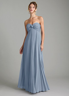Azazie Tempest Bridesmaid Dresses Dusty Blue Empire Corset Chiffon Convertible Dress image4
