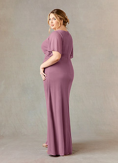Azazie Selah Mother of the Bride Dresses Vintage Mauve A-Line V-Neck ruched Mesh Dress image10