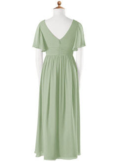 Azazie Temeka Junior Dusty Sage A-Line Pleated Chiffon Dress image5
