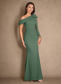 Azazie Myers Mother of the Bride Dresses Eucalyptus Mermaid Pleated Stretch Crepe Dress image3