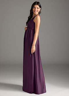 Azazie Yetta Maternity Bridesmaid Dresses A-Line Pleated Stretch Satin Floor-Length Dress image4