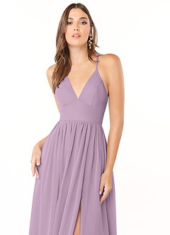 Azazie Aaida Brautjungfernkleider A-Linie Korsett Chiffon Kleid Blauregen image6
