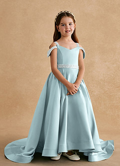 Azazie Jodi Flower Girl Dresses Mist A-Line Matte Satin Dress image4