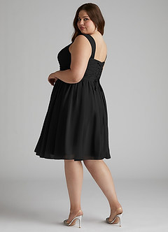 Azazie Angie Bridesmaid Dresses Black A-Line Corset Chiffon Dress image12