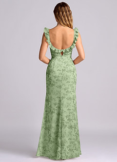 Azazie Callie Bridesmaid Dresses Green Fern Floral Mermaid Side Slit Chiffon Convertible Dress image7