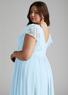 Azazie Zella Bridesmaid Dresses Sky Blue A-Line Lace Chiffon Dress image11