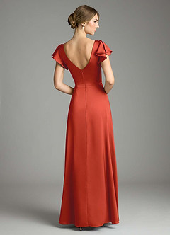 Azazie Omari Bridesmaid Dresses Rust A-Line Stretch Satin Dress image2