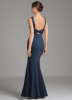 Azazie Gwen Bridesmaid Dresses Dark Navy Mermaid Pleated Premium Stretch Jersey Dress image2