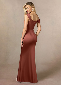 Azazie Laramie Kleider für die Brautmutter Meerjungfrau-Linie Plissee Stretch-Satin Kleid Rotbraun image3