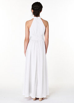 Azazie Iman Junior White A-Line Pleated Chiffon Dress image2