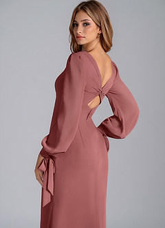 Azazie Mero Bridesmaid Dresses Amethyst Mermaid Long Sleeve Chiffon Dress image2