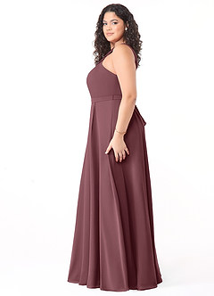 Azazie Dixie Bridesmaid Dresses Sangria A-Line Halter Pleated Chiffon Dress image8