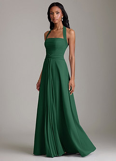 Azazie Clarisa Bridesmaid Dresses Dark Green A-Line Pleated Chiffon Dress image6