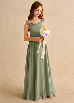 Azazie Puppy Girls Formal Flower Girl Dresses Pistachio A-Line Pleated Chiffon Dress image1