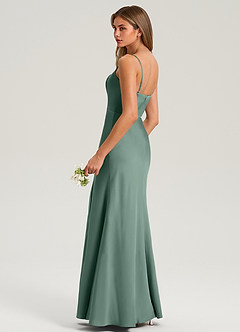 Azazie Lidia Brautjungfernkleider Meerjungfrau-Linie Seitliche Cut-Outs Stretch-Satin Kleid Eukalyptus image6