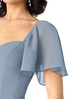 Azazie Chloe Brautjungfernkleider A-Linie Herzausschnitt Chiffon Kleid Staubblau image6