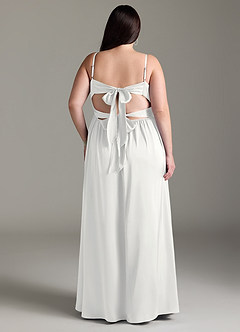 Azazie Zeya Bridesmaid Dresses White A-Line Pleated Stretch Satin Dress image10